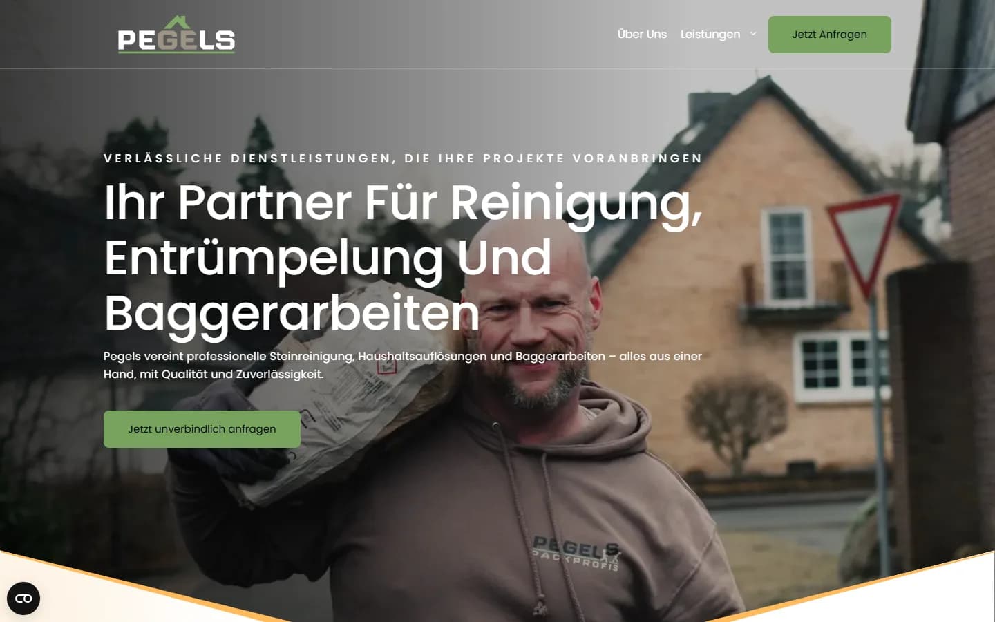 Pegels — Website-Screenshot (Desktop-Hero)
