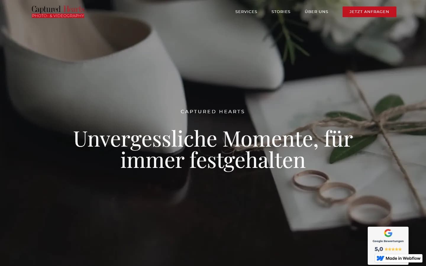 Captured Hearts — Website-Screenshot (Desktop-Hero)
