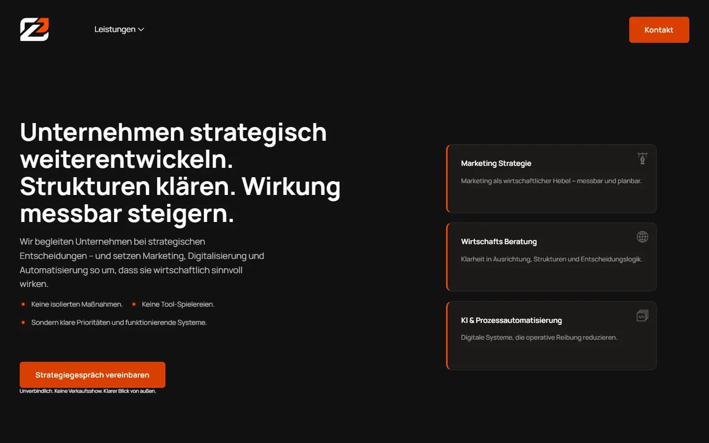 Zero Effort Consulting — Website-Screenshot (Desktop-Hero)